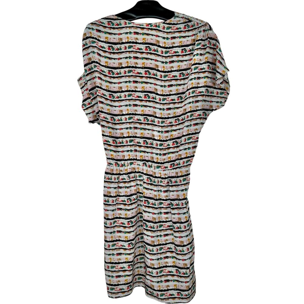 Parfait Silk Stripe Faux Wrap Dress Small - Picture 3 of 9